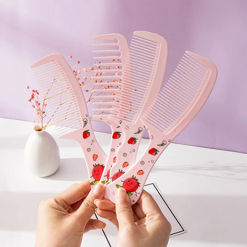 

Cute Strawberry Cartoon Hair Brush Comb for Women and Kids - Anti-static Portable Plastic Hairbrush for Bath Health Care Tools
