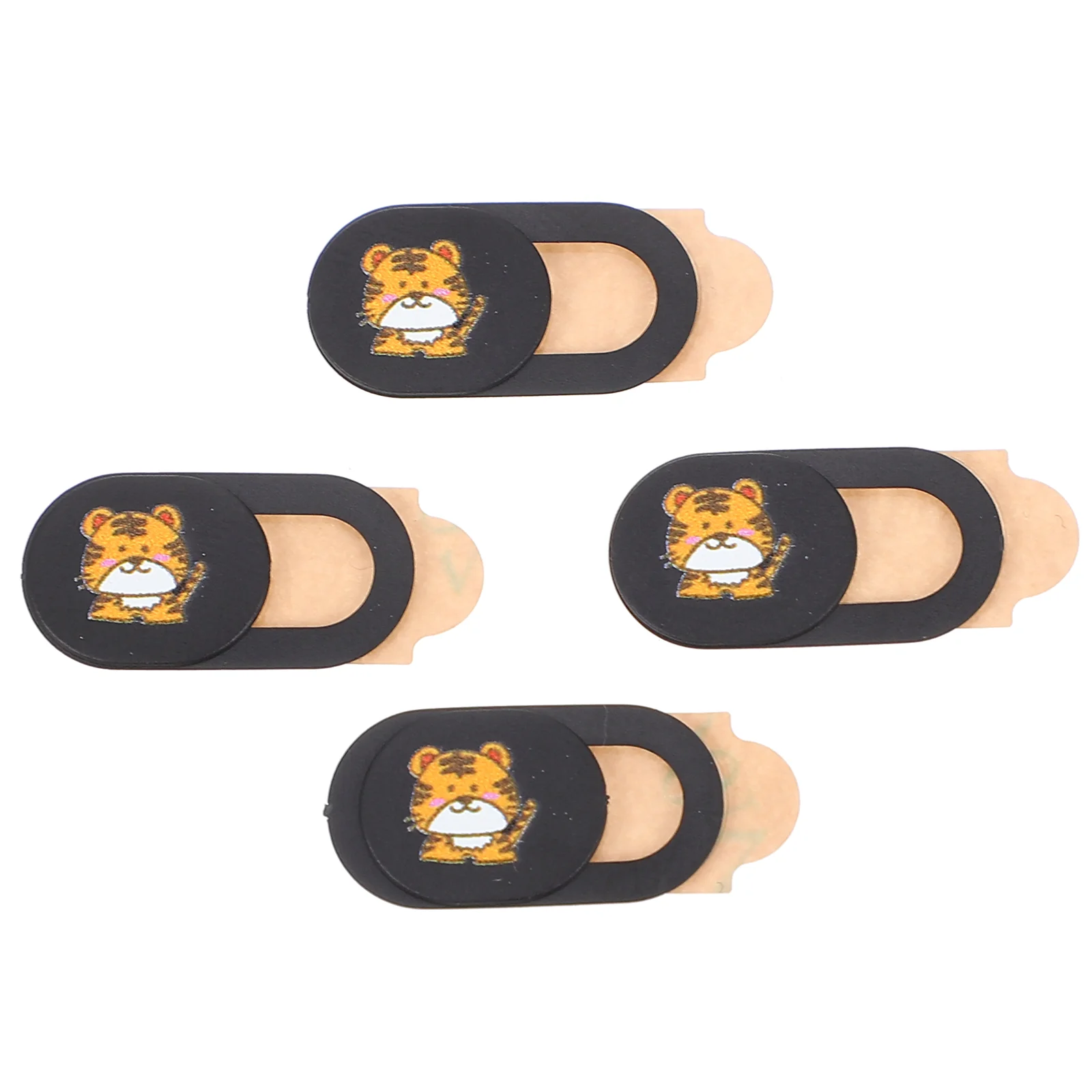 

4pcs Phone Camera Cover Cartoon Tiger Webcam Privacy Laptop Protection Cover