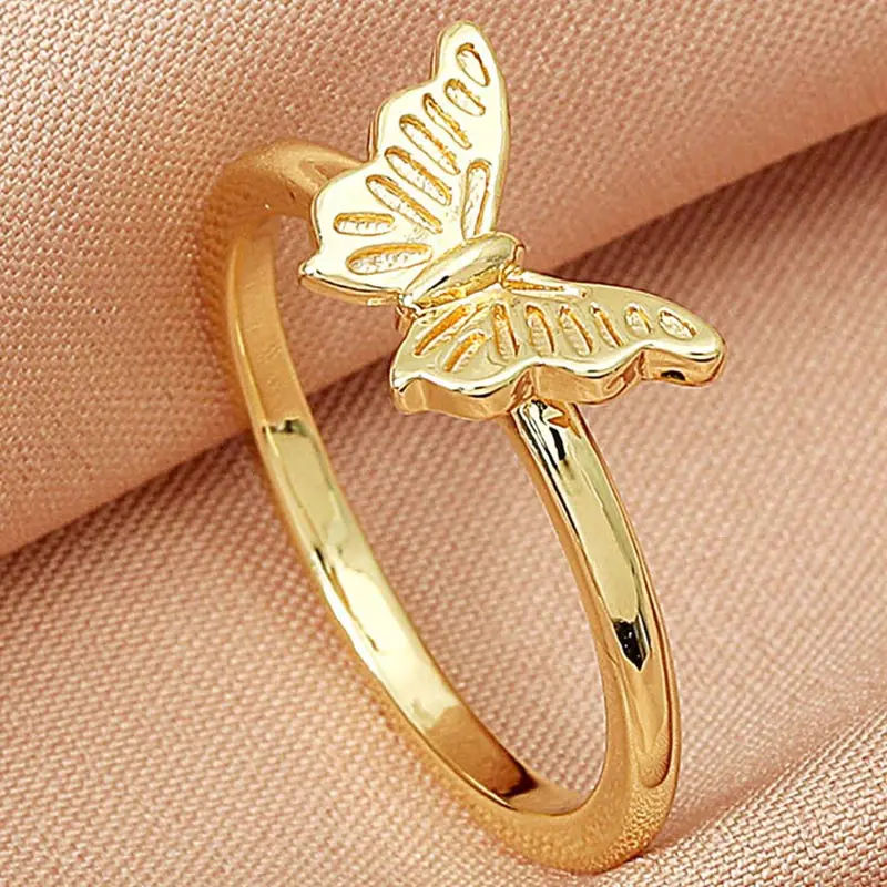 

One Size Golden Butterfly Rings for Women Trendy Simple Metal Women's Finger Ring Party Jewelry Accessories Gifts Dropshipping