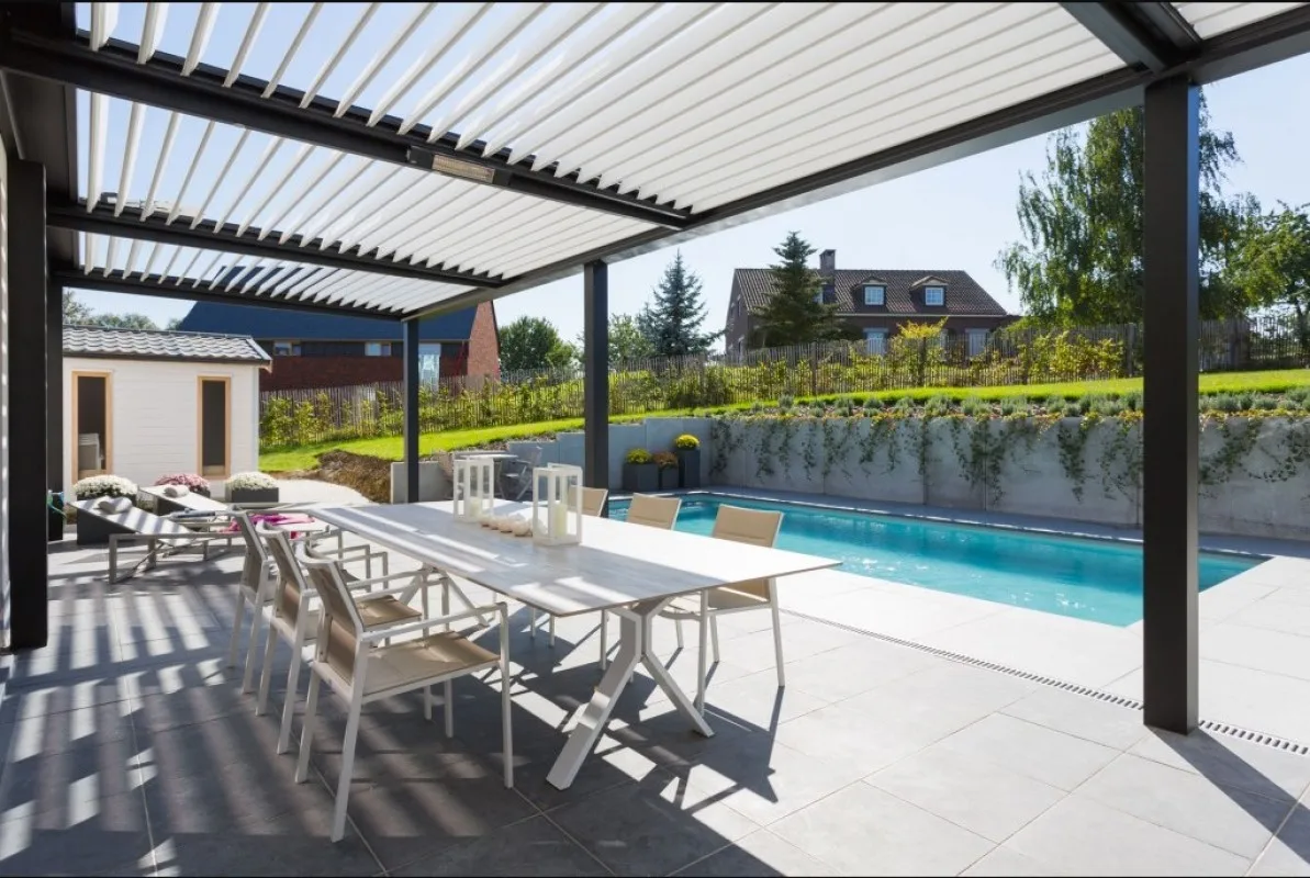 

Outdoor Garden Pergola Aluminium Sun Louver Aluminum Screen High Building Facade Aluminum Window