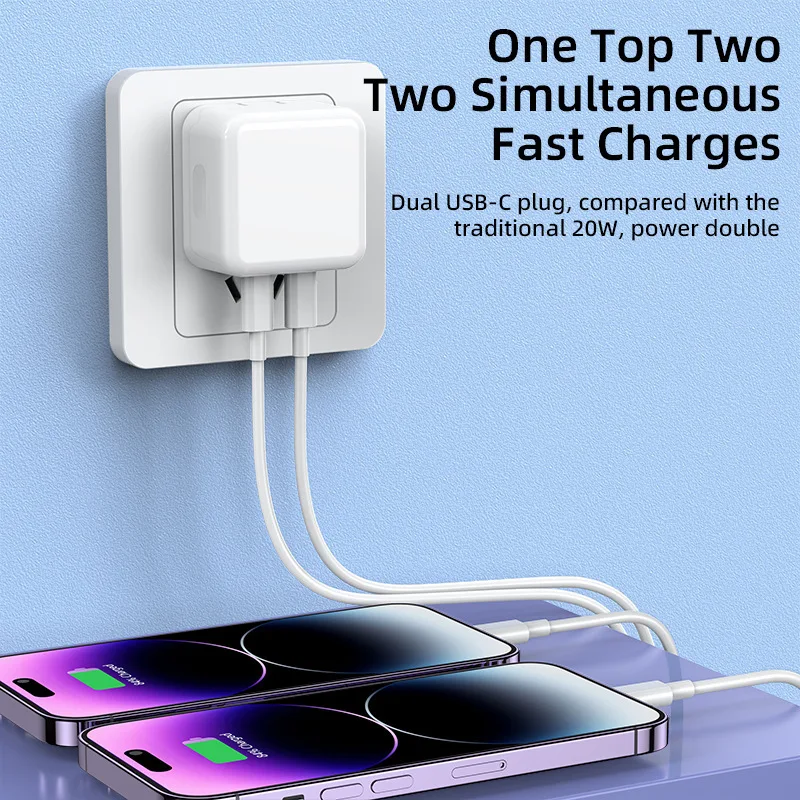 Быстрое зарядное устройство для телефона с двумя разъемами PD 10 Вт USB iPhone Samsung
