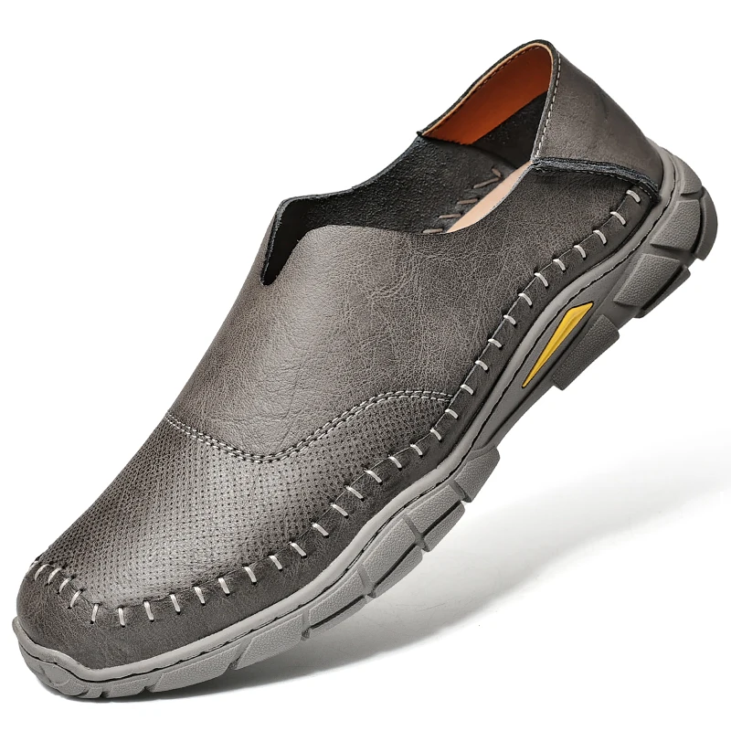 

Trendy Handmade Sewing Slip on Men's Casual Leather Shoes Summer Breathable Hollow Men's Shoes Driving Men's Loafers Shoes