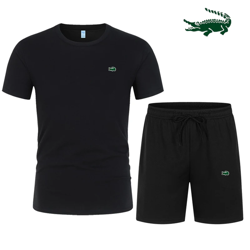 

Новинка весна-лето 2023 Высококачественная мужская повседневная спортивная хлопковая Футболка с круглым вырезом и короткими рукавами + повс...