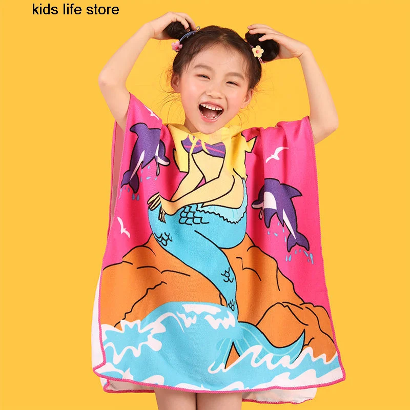 

Newborn Baby Cartoon Hooded Beach Bath Kids Baby Soft Absorbent Swim Pool Cape For Children Cloak Towels Robe Baby Accessories