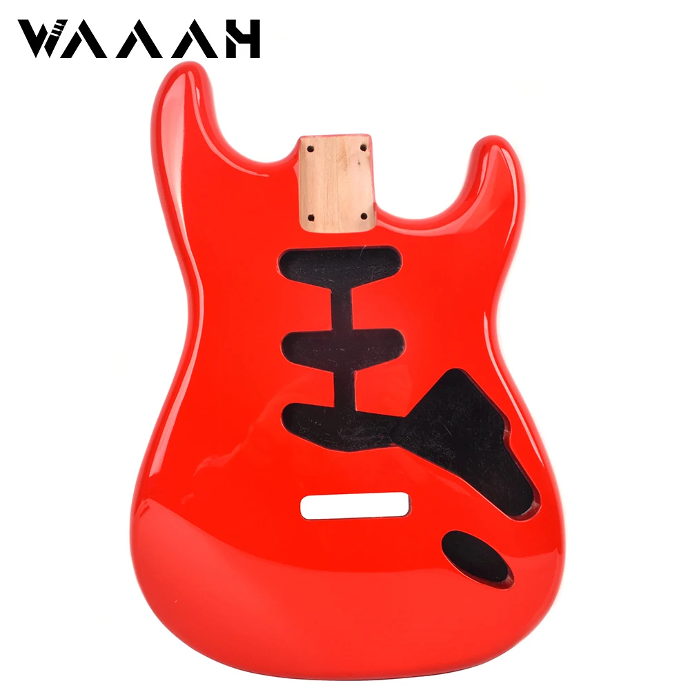 Alder ST Guitar Body High Gloss Finished SSS Pickup Route Red Color for DIY Guitars