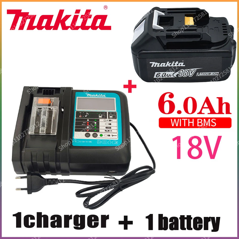 Makita-100% Original Rechargeable Power Tool Battery, Replaceable LED Lithium-ion, 6.0 Ah 18V LXT BL1860B BL1860BL1850