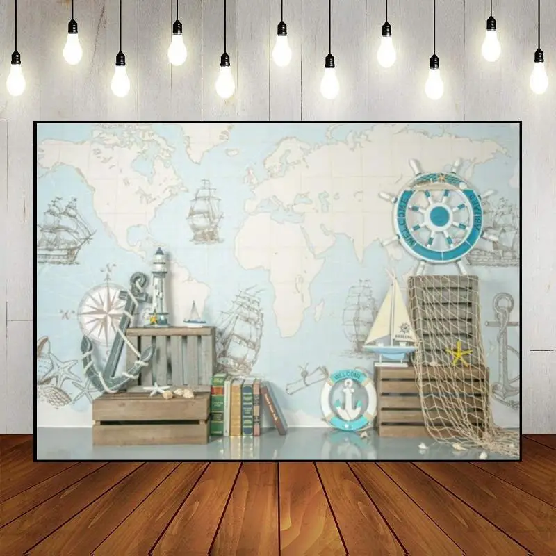 

Nautical Rudder Sailing Background Baby Shower Adventure Photography Backdrops Decoration Birthday Party Custom Backdrop Beach
