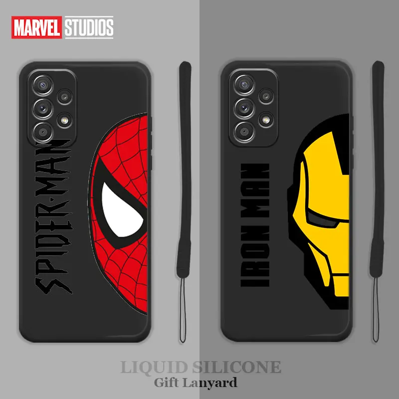 

Soft Cell Marvel Face Ironman Spiderman Liquid Coque Case for Samsung Galaxy A52 A12 A51 A71 4G 5G A21s A32 A11 Green Colors