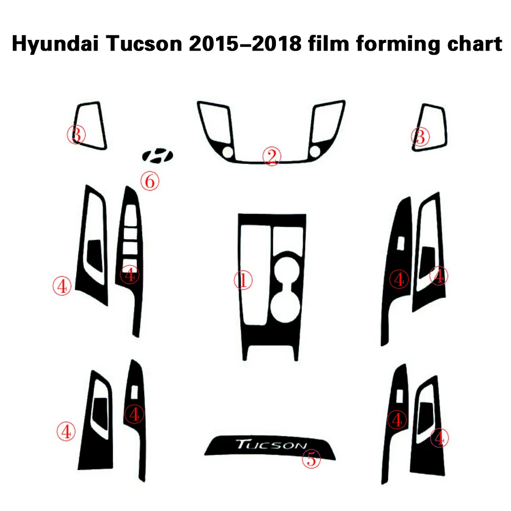 

Наклейки 5D из углеродного волокна для Hyundai Tucson 2015-2018, интерьерная Центральная панель управления, дверная фонарь, Стайлинг ручки автомобиля