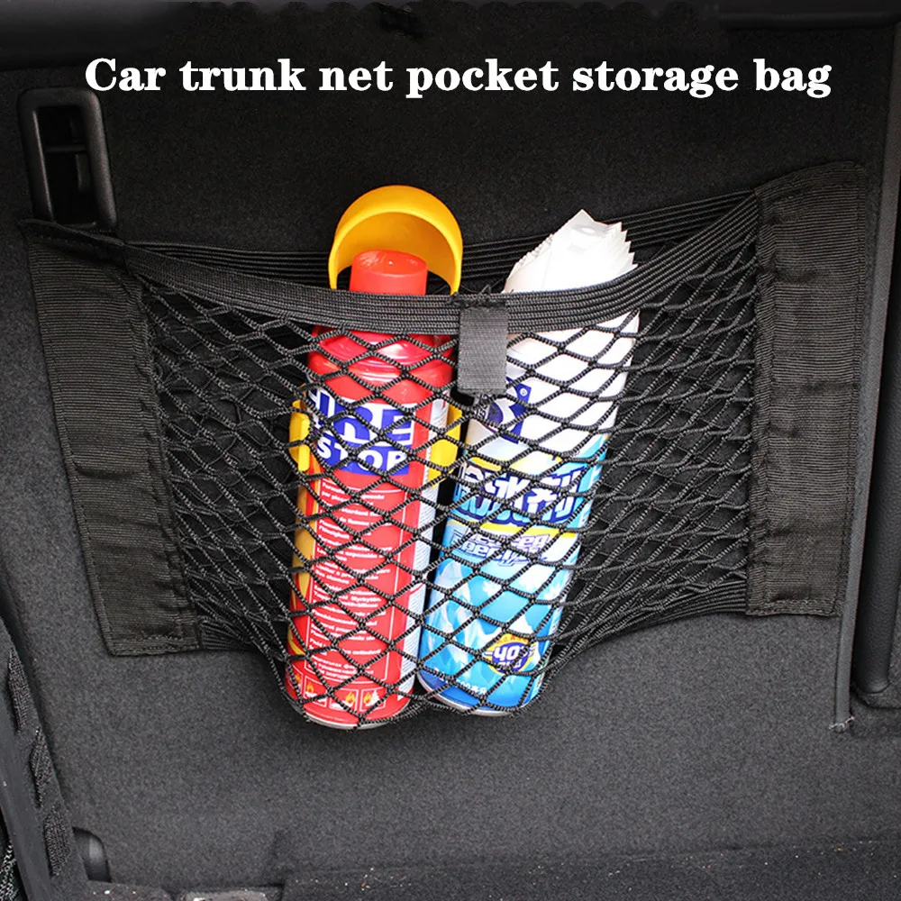 

1PCS 40*25cm Car Trunk Box Storage Bag Mesh Net Bag Car Styling Luggage Holder Pocket Sticker Trunk Organizer