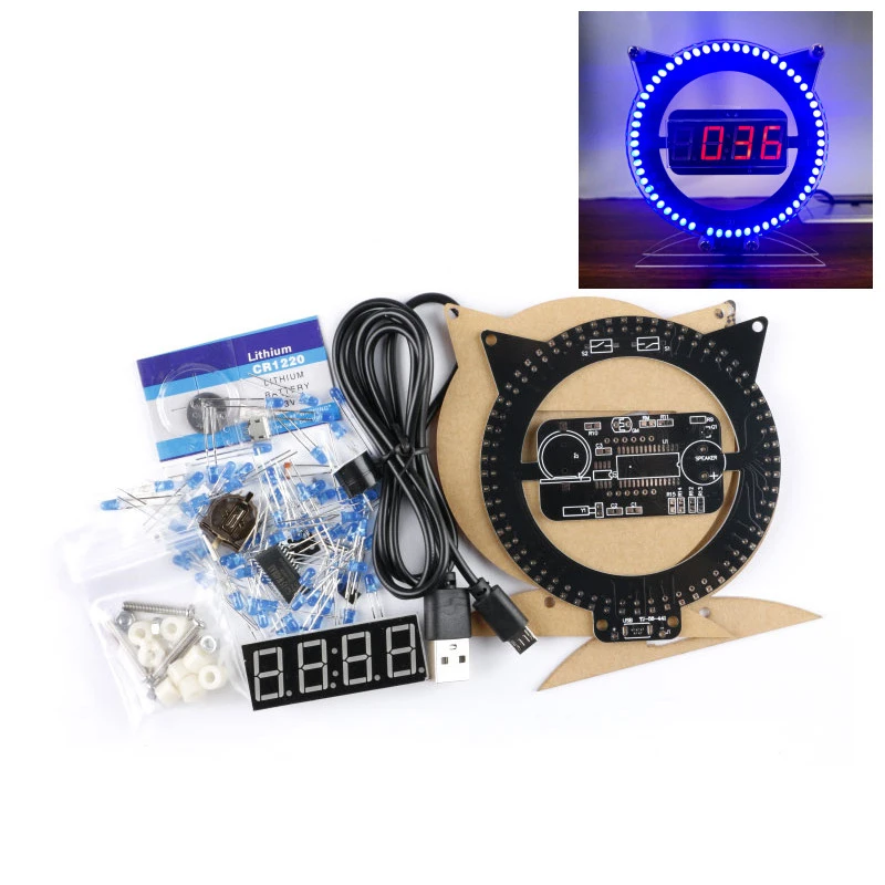 

Electronic Clock Kit Light Controlled Temperature Creative Alarm Clock Assembly DIY Welding Parts 51 Single-chip Microcomputer