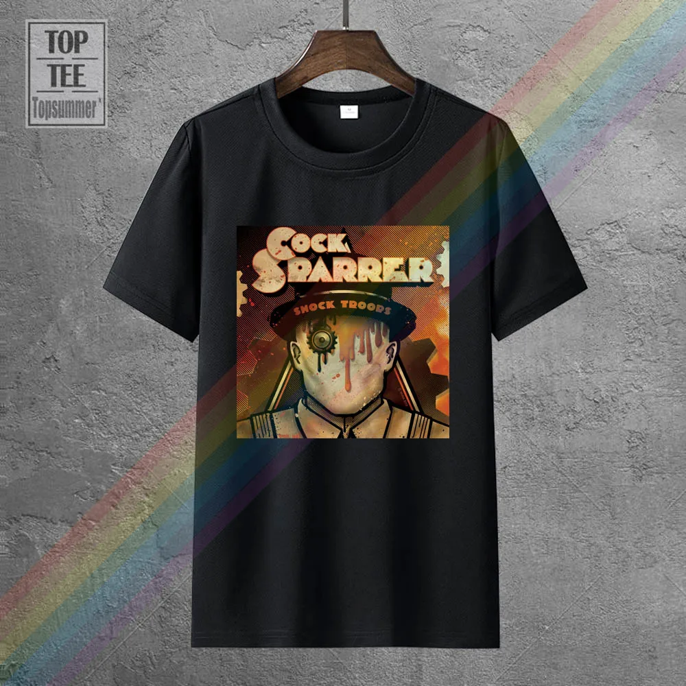New Popular Cock Sparrer Shock Troops Punk Rock Band Black T-Shirt Size S 3Xl Short Sleeve Basic Tops