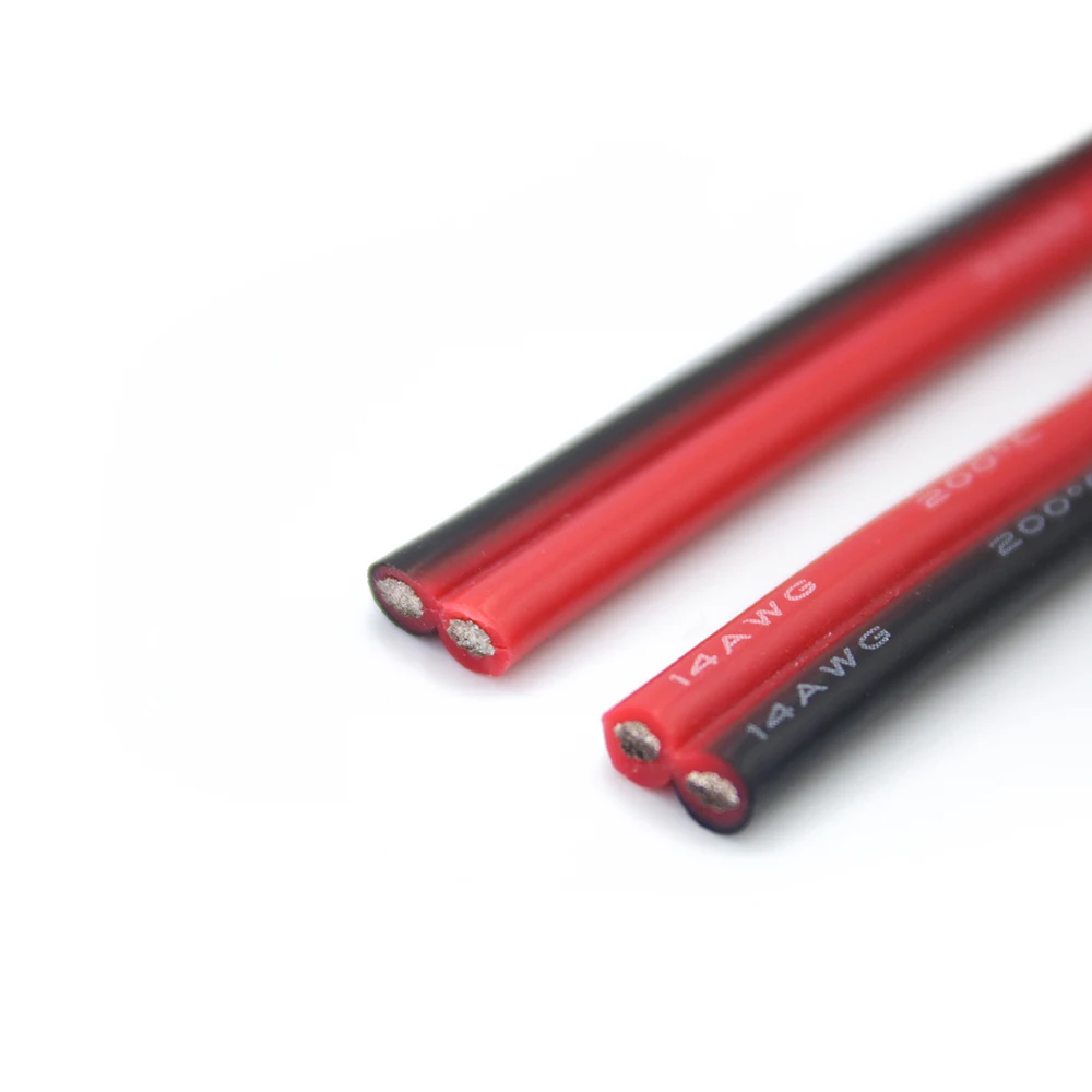 Термостойкий мягкий силиконовый провод и кабель длиной 10м с параллельными красными и черными линиями 8 10 12 14 16 18 20 22 24 26AWG.