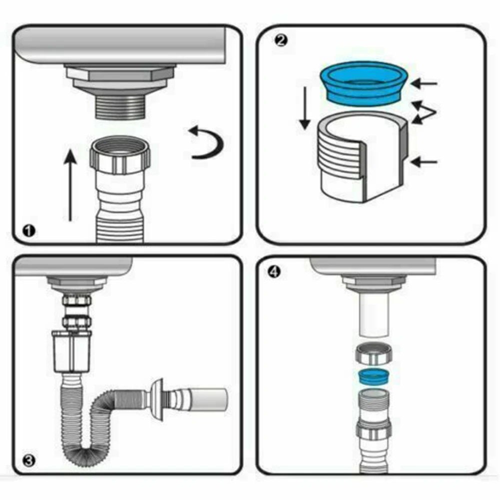 

Trap Connector Kitchen Syphon Good Toughness Hand Tighten To Install It No Need Tools Sink Flexible Waste Pipe