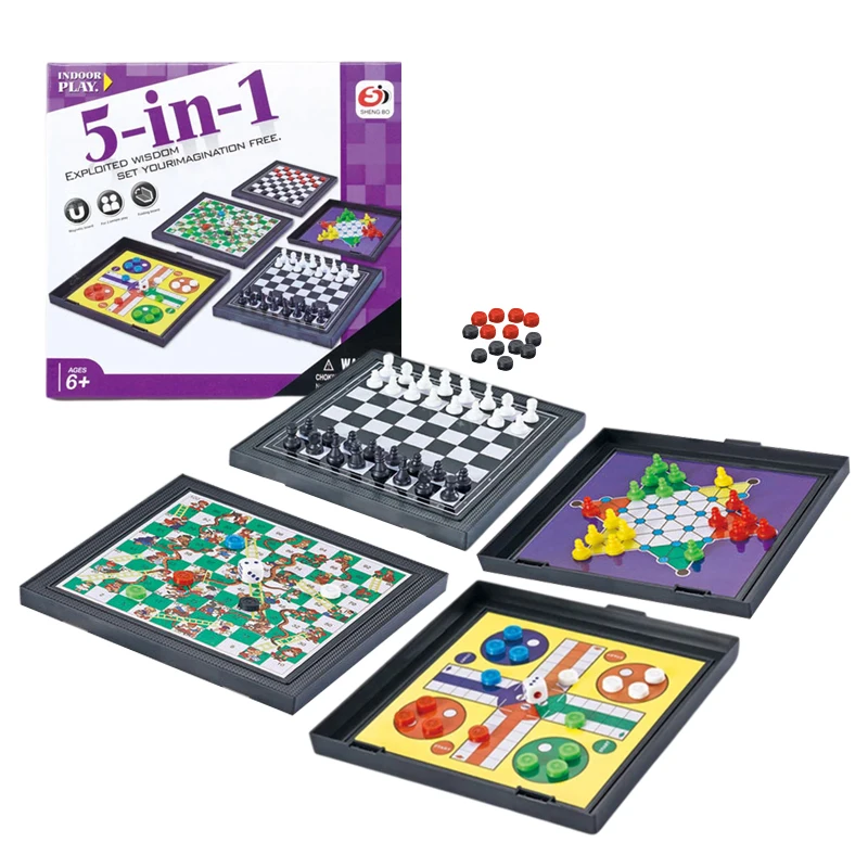 Хит продаж 5 в 1 шашки для магнитная настольная игра Летающие шахматы детский