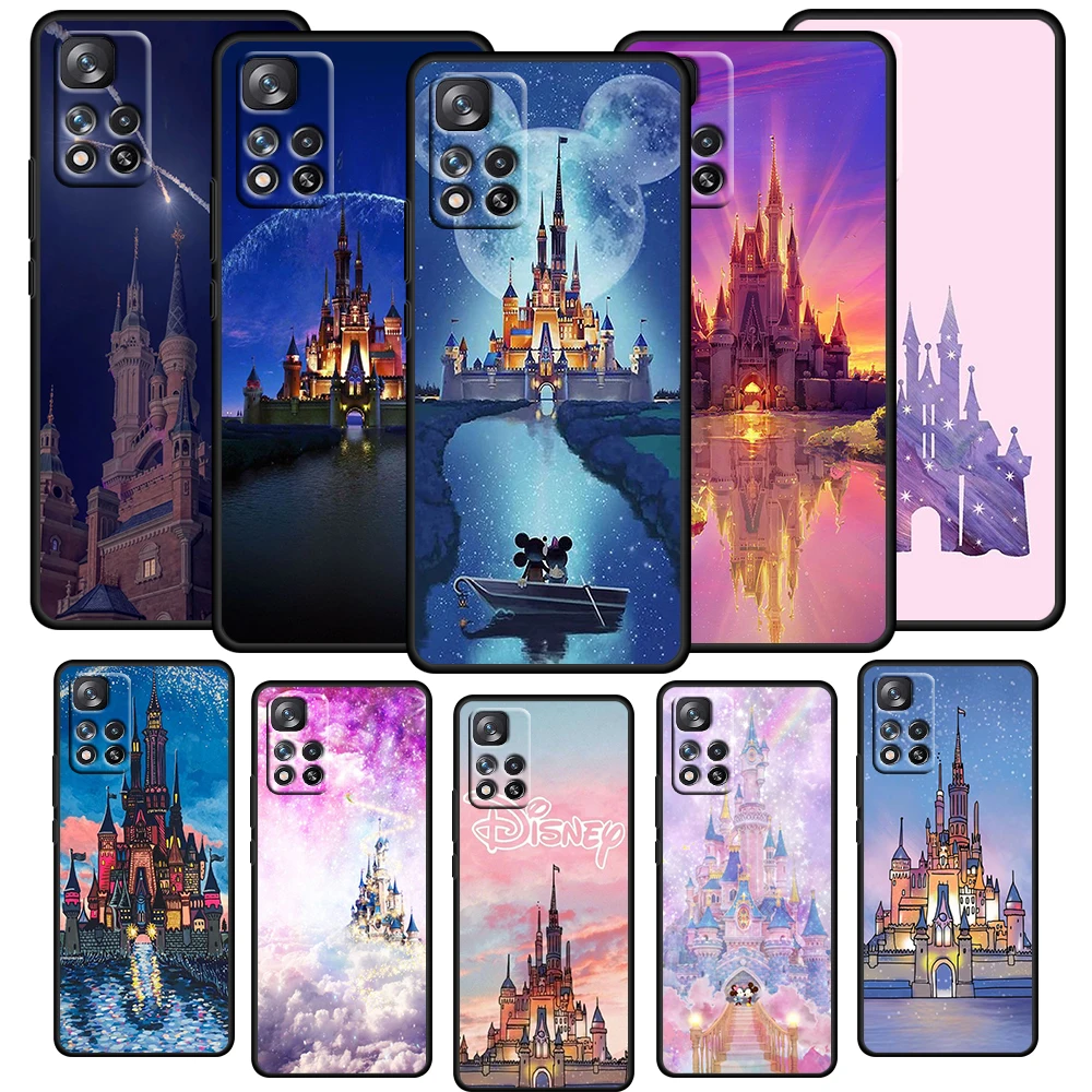 

Disney Castle Case For Xiaomi Redmi Note 11E 11S 11 11T 10 10S 9 9T 9S 8 8T Pro Plus 5G Soft TPU Black Phone Cover Capa Shell