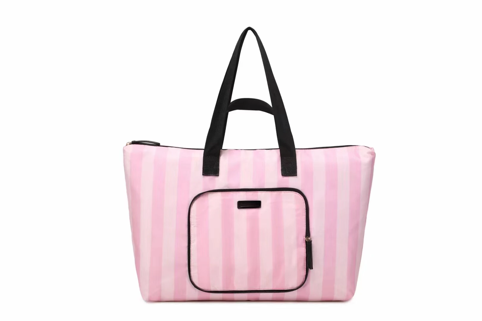 

Iconic Pink Stripe Packable Duffle Travel Tote Bag Foldable Bag Shopper New