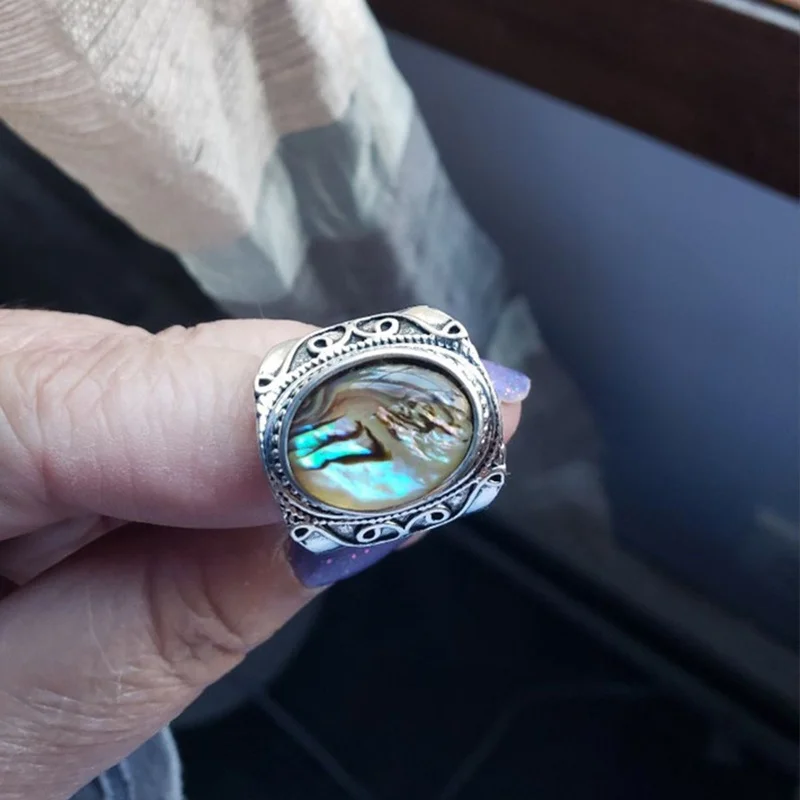

Vintage Mens Silver Plated Ring Jewelry Colored Irregular Texture Gemstone Ring Anniversary Gift Party Gift Ring Jewelry