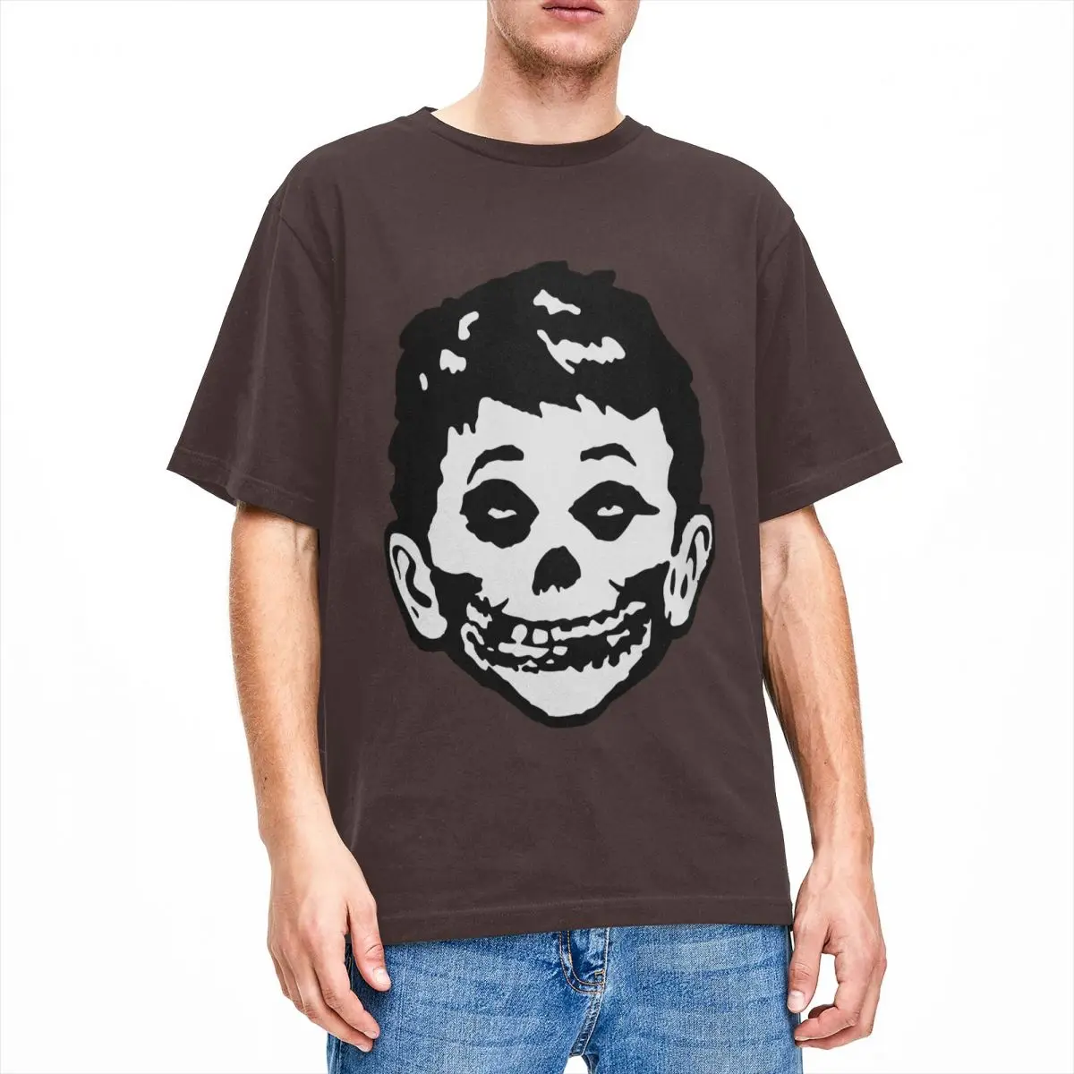 

Mad Misfits Re-make Green Hell Ver. T-Shirts Men Skull Novelty Cotton Tees O Neck Short Sleeve T Shirt Adult Clothes