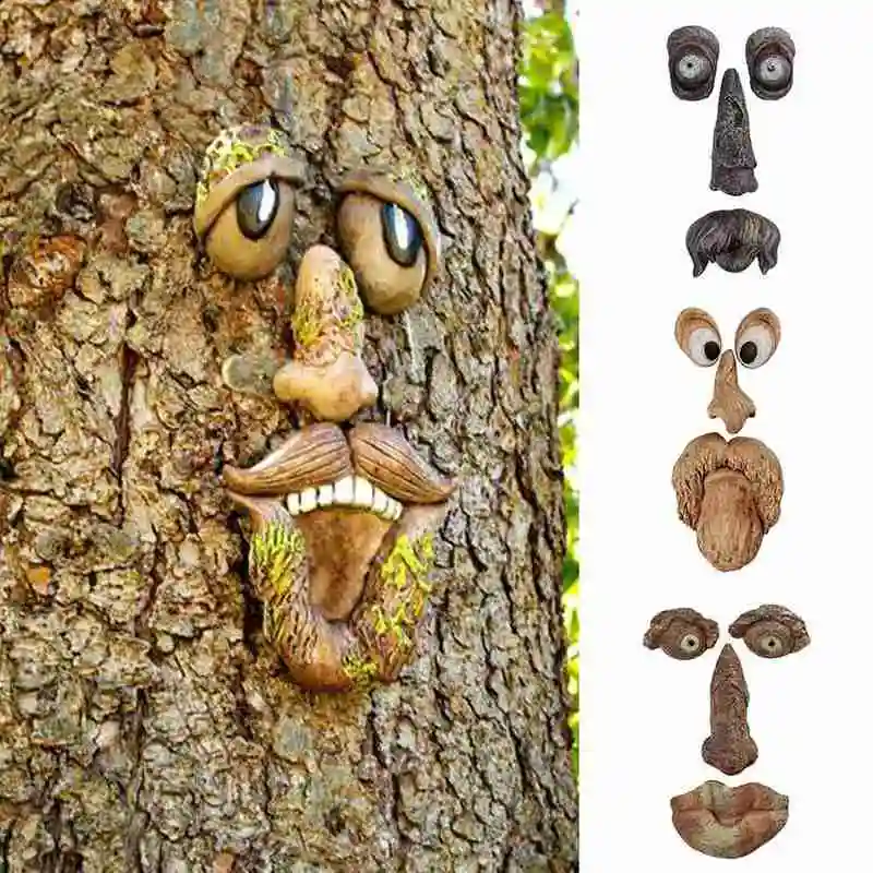 Old Man Tree Hugger Garden Art Outdoor Tree Funny Old Man Face Sculpture Whimsical Tree Face Garden Decoration Funning