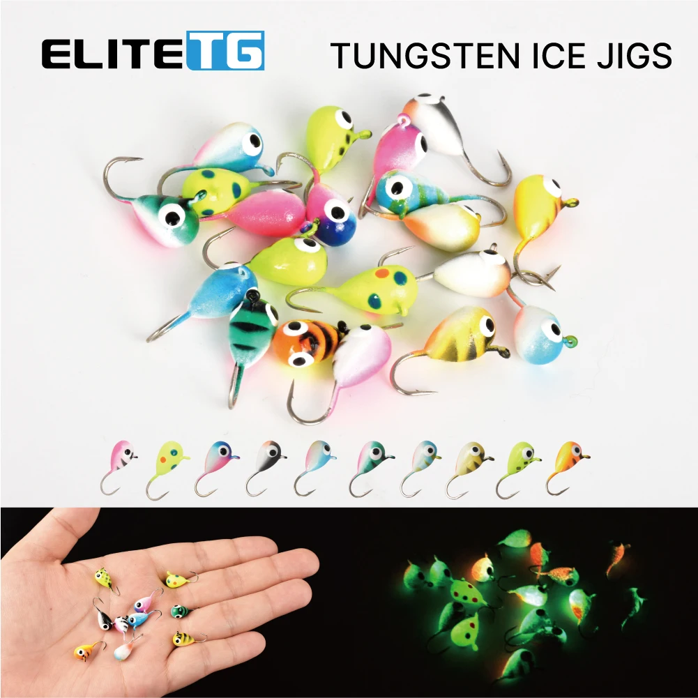Elite TG 10pcs Fishing Tungsten Jig Hayabusa Hook 2.7mm-6mm Pike Hook Winter Ice Fishing Bait 0.20g-4.40g Ice Jig Head