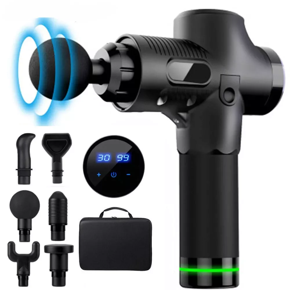 

6 Heads Massage Gun Fascia Gun Sport Therapy 30 Speed Muscle Massager Body Relaxation Pain Relief Massager With LCD Display