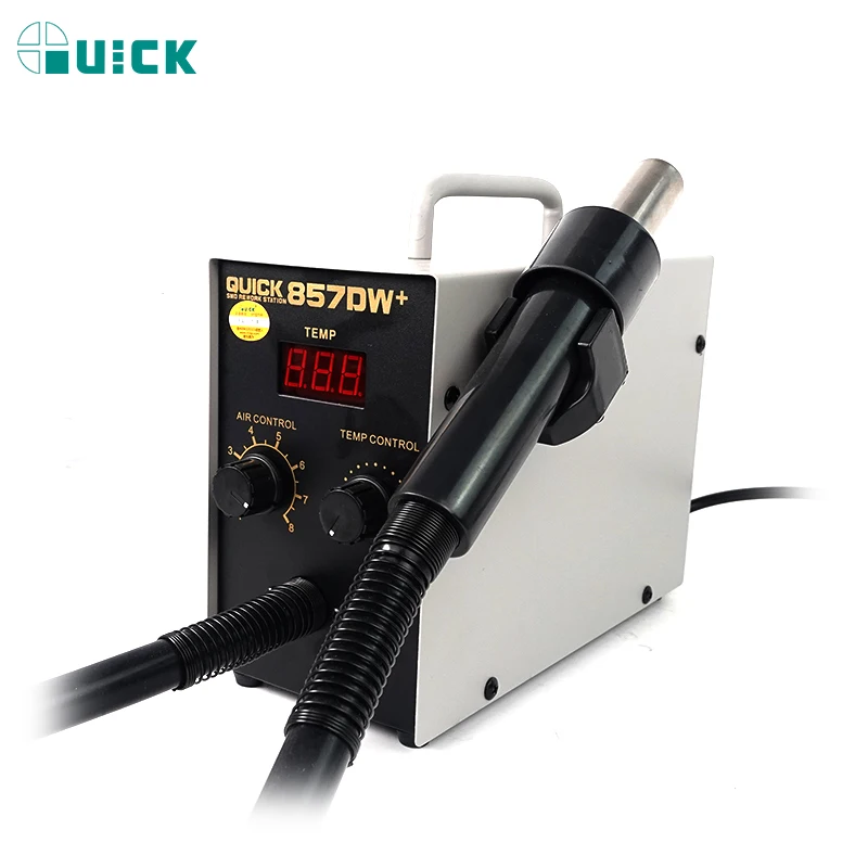 Фото QUICK 857DW + интеллектуальная станция для распайки горячим воздухом с двойным выхрением тока для SMD PCB BGA, сварочная станция, ремонт, инструменты для распайки №4