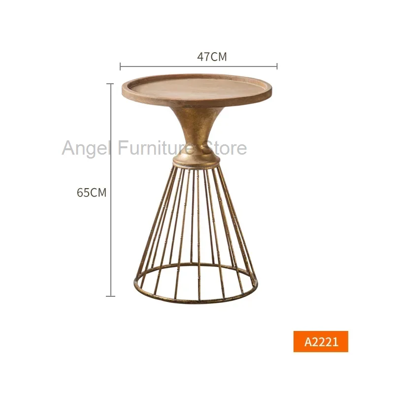 Минималистичные боковые столы из массива дерева Круглый Золотой Железный Ретро