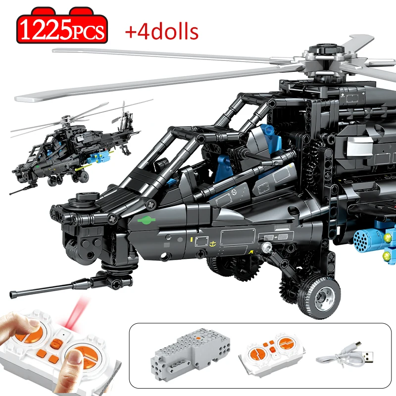 

1225pcs WW2 Remote Control Military Airplane Helicopter Weapon Building Blocks City Technical RC Fighter Bricks Toys For Kids