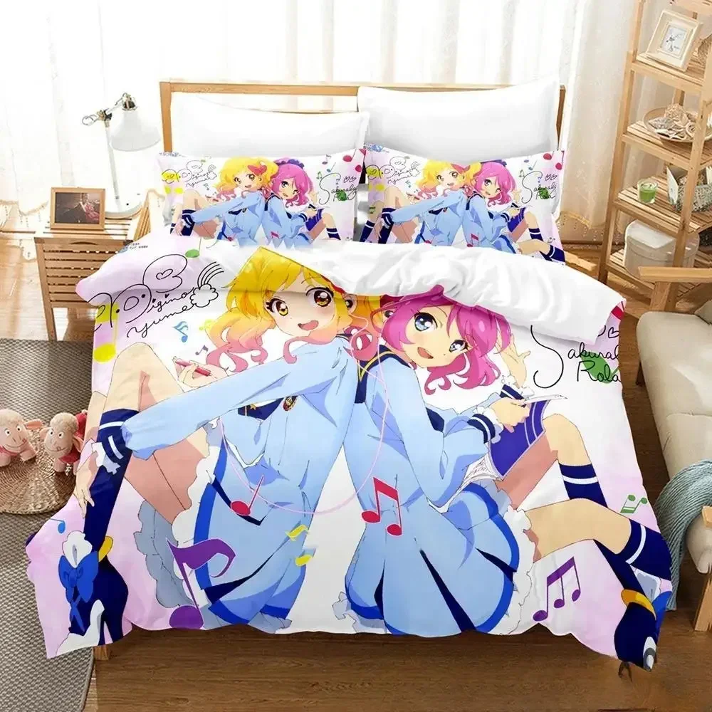 Фото Комплект постельного белья в стиле аниме Aikatsu с 3D принтом, пододеяльник, пододеяльник, наволочка, одеяло, королевский размер, комплект постельного белья для взрослых для мальчиков №5