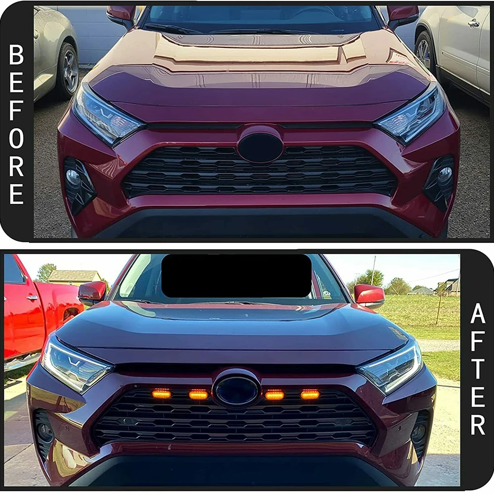

Front Grille Lights Amber Light Car Daytime Running Durable For Toyota RAV4 LED Lamp Lighting Parts Replacement