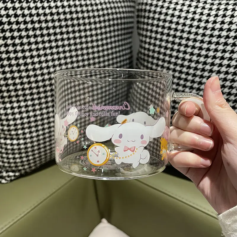 

200 мл кавайное стекло Sanrios Kuromi My Melody Cinnamoroll мультяшная девушка сердце аниме серия чашка для воды кофе молочная чашка подарок для девочек