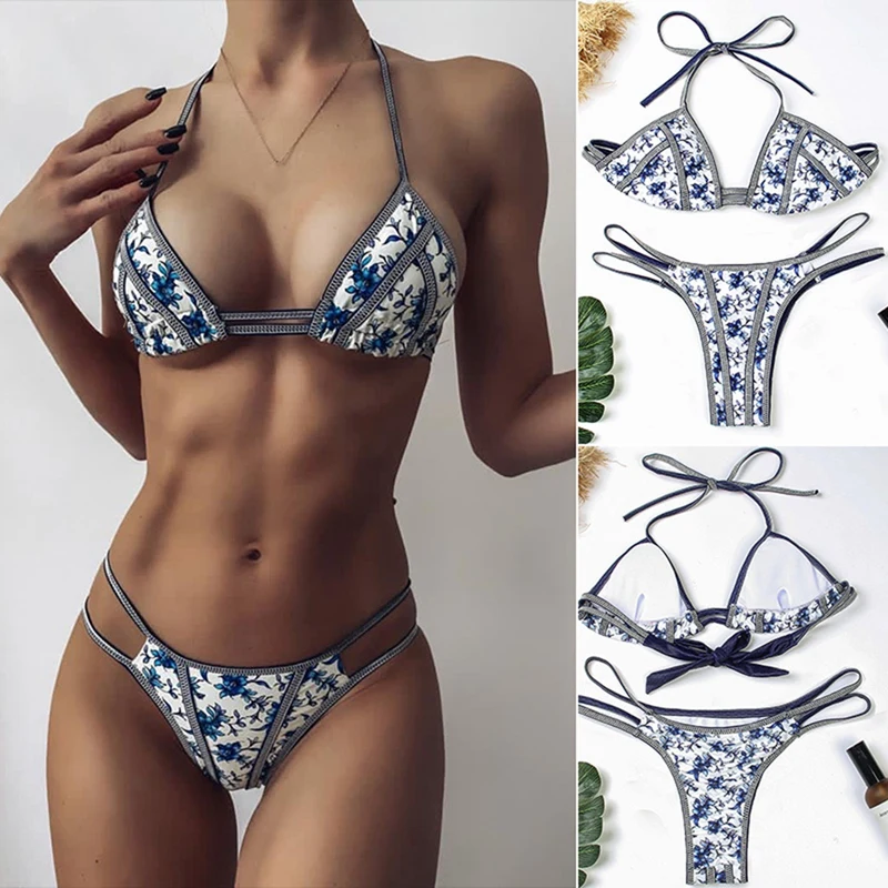 

ASDS-Sexy Brazilian Thong Bikini Swimwear Women Summer Swimming Beach Wear Printing Tie-Dye String Bathing Suit Swimsuit