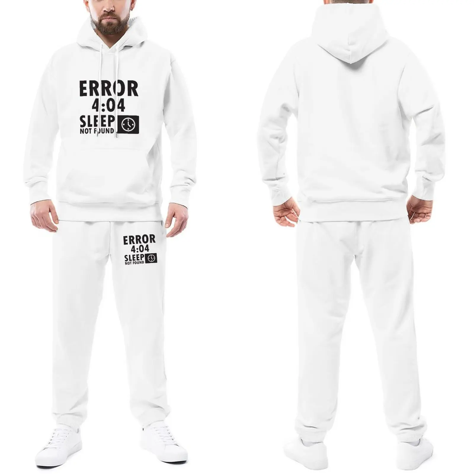 

Error 404 Sleep Not Found Tracksuits Unisex Funny Words Hoody Sweatpant Set Fashion Hoodie Set Winter Streetwear Jogging Suit