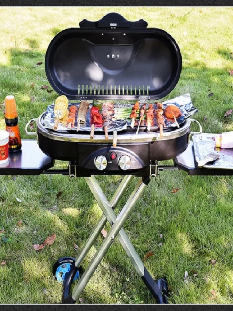 Встроенная портативная тележка для барбекю гриля уличная газовая плита кемпинга
