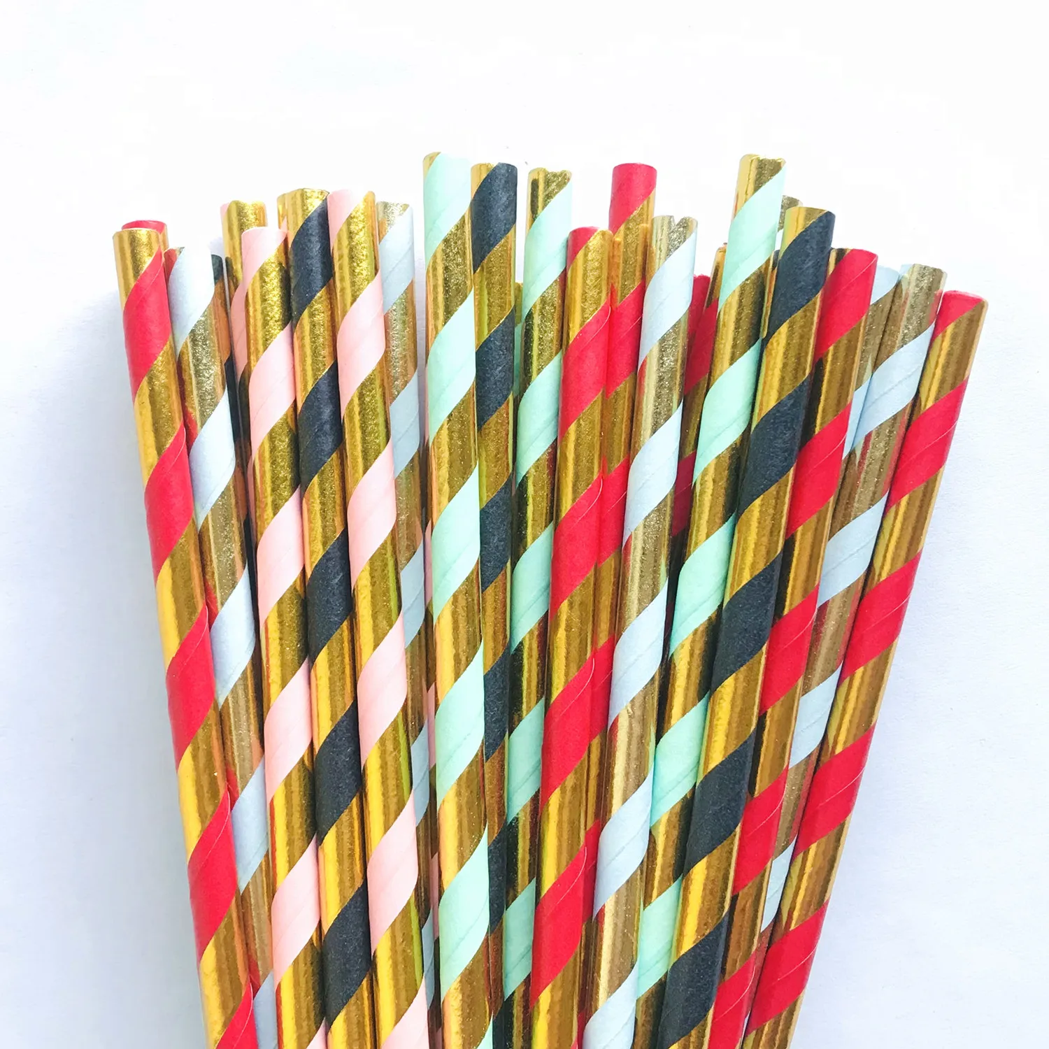 1000 шт. металлические бумажные соломинки из фольги цвета розового золота в