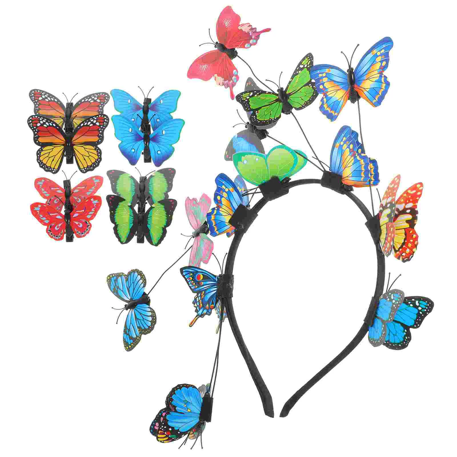 

Аксессуары для платья повязка на голову с бабочкой трехмерная 13x14x0,7 см пластиковая детская