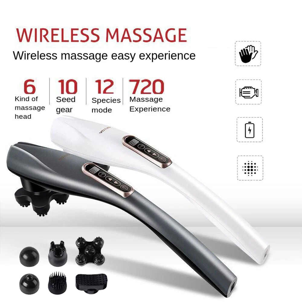 

6 In 1 Handheld Neck Back Massager Electric Body Massage Hammer Stick Vibration Deep Tissue Percussion Massage Muscle Relaxion