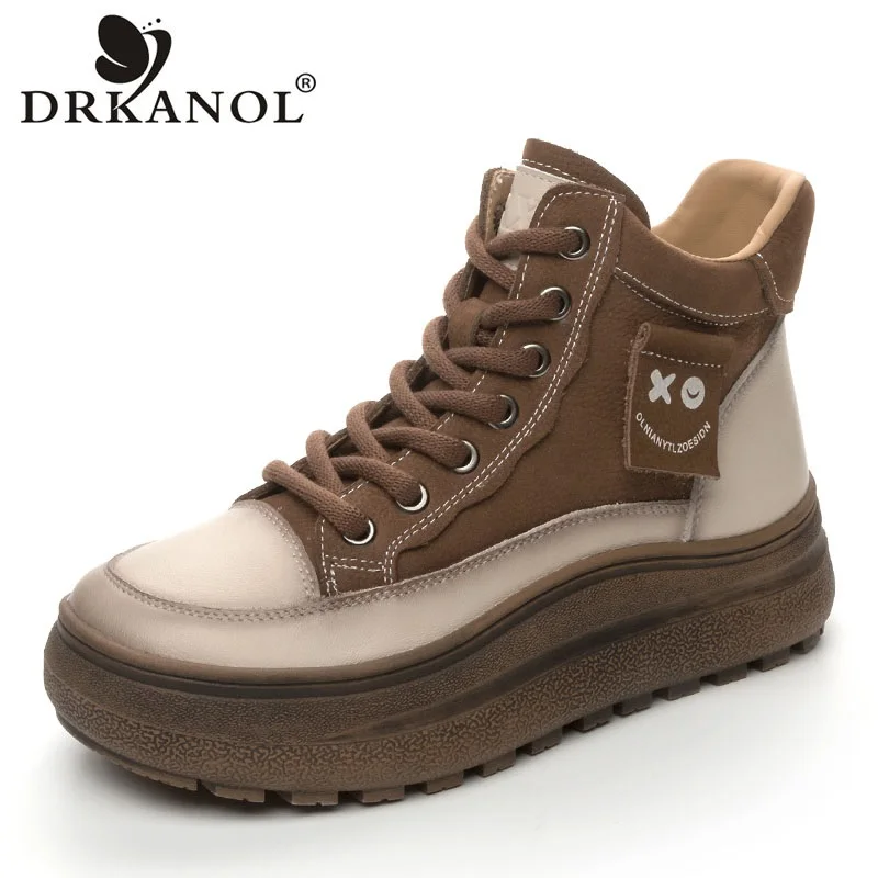 DRKANOL/женские короткие ботинки ручной работы в стиле ретро зимняя теплая обувь