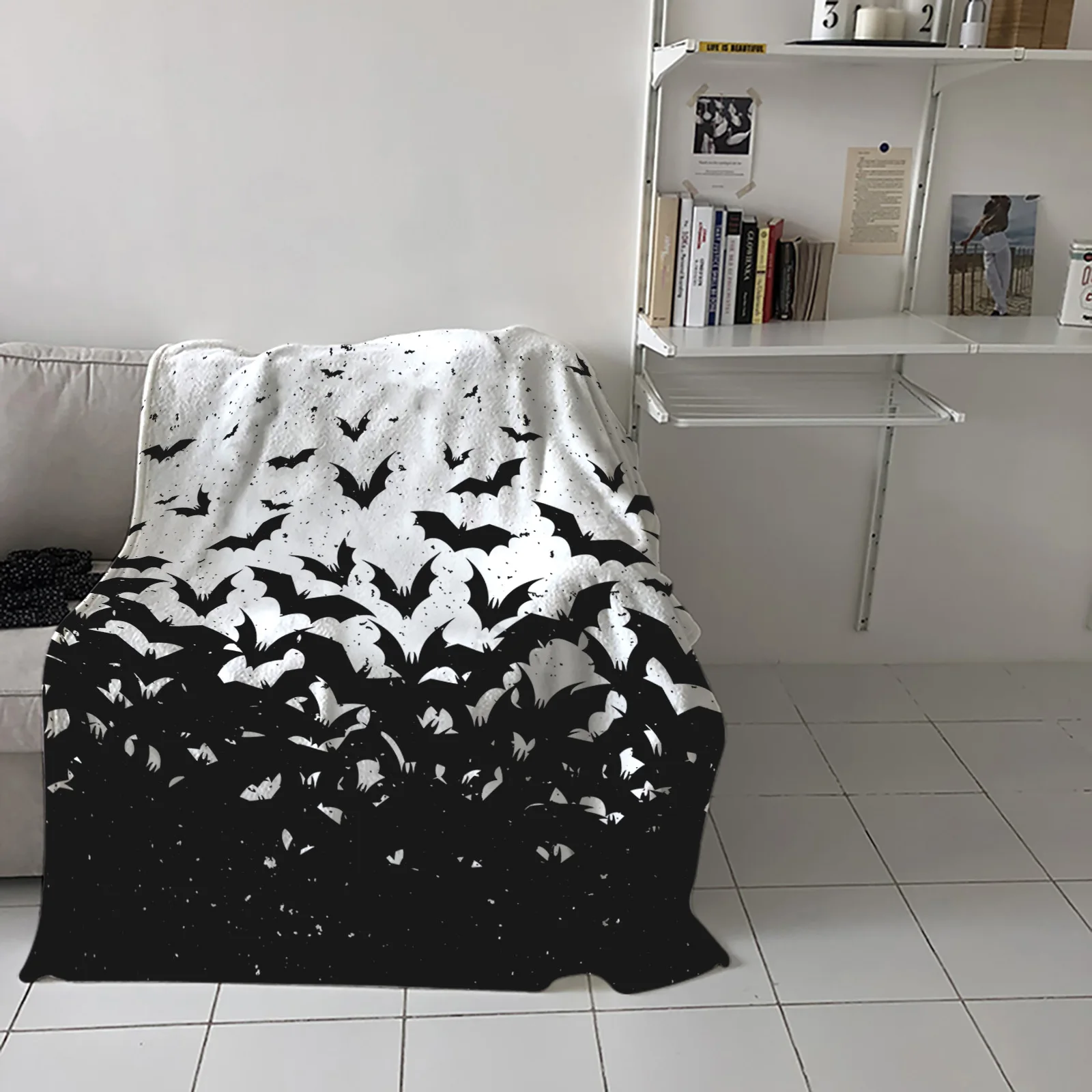 

Halloween Bat Silhouette Home Blanket High Quality Bedroom Living Room Sofa Blanket Lounge Hotel Travel Portable Soft Blanket