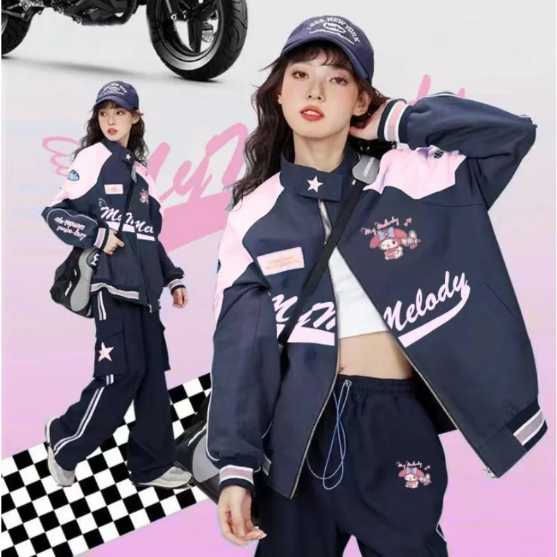 

Sanrio My Melody Cinnamoroll Biker Punching Cartoon Female Winter Loose Jacket Warm Windproof Jacket Clothe Kawaii Birthday Gift