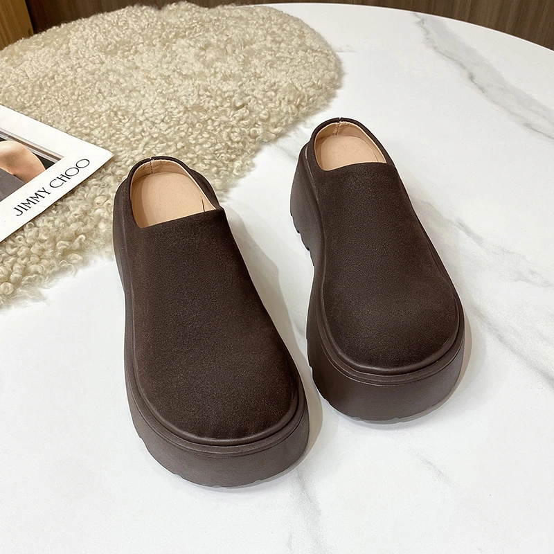 Винтажные женские теплые хлопковые шлепанцы на платформе и каблуке модные туфли