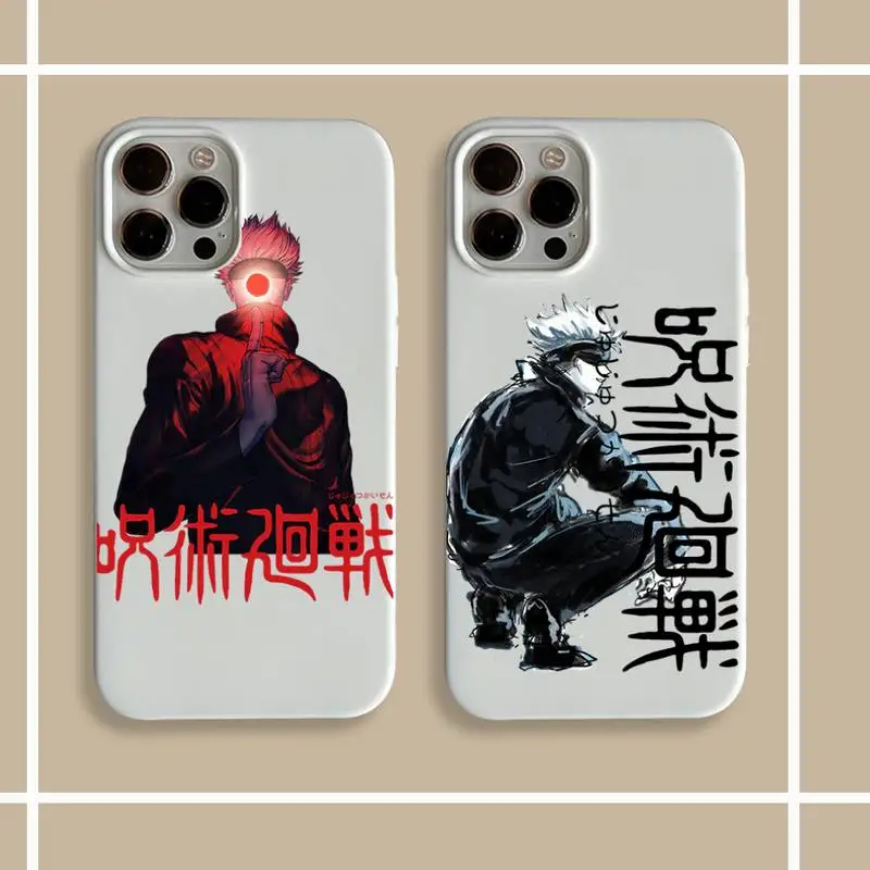 

Anime Jujutsu Kaisen Phone Case White fundas shell cover for iphone 6 6s 7 8 plus xr x xs 11 12 13 mini pro max