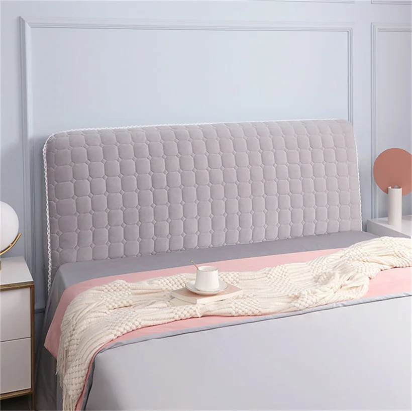 

All-inclusive Soft Smooth Head Cover Quilted Thicken Velvet Headboard Cover Solid Color Nordic Bed Back Dust Protector Cover