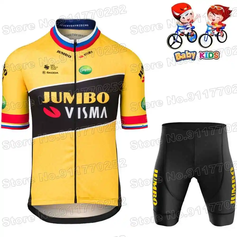 Детский комплект одежды для велоспорта Jumbo Visma из джерси TDF мальчиков и девочек 2022