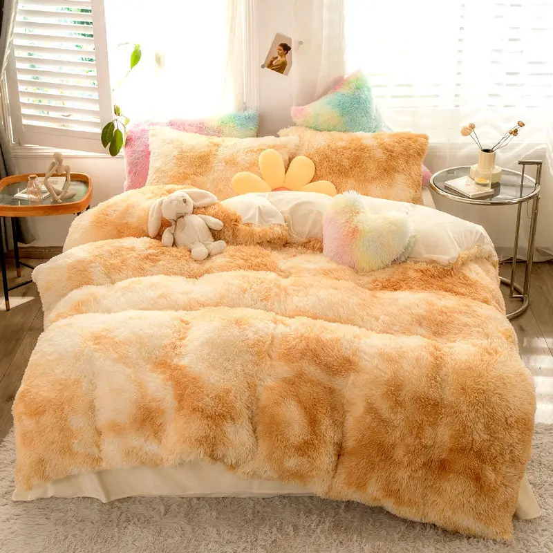 Fluffy Coral Fleece Warm And Comfortable Princess Bedding Set Mink Quilt/Quilt Cover Bed Quilt Blanket Pillowcase images - 6