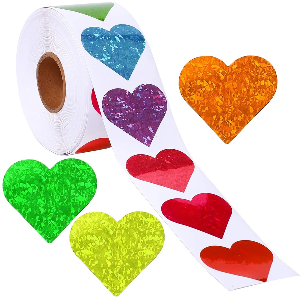 

500Pcs Labels Love Rainbow Stickers Heart Shape Scrapbooking Gift Packaging Party Wedding Valentine's Day Stationery Sticker