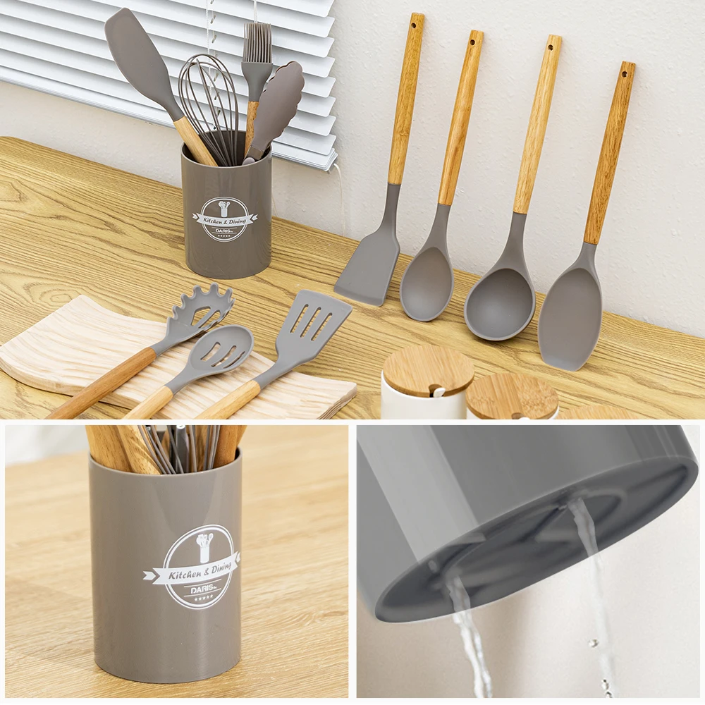 Набор легких силиконовых кухонных инструментов 11 шт. термостойкие кухонные