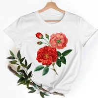 women t shirt floral flower cute ladies 90s fashion clothing female trend tee short sleeve cartoon clothes graphic tshirt