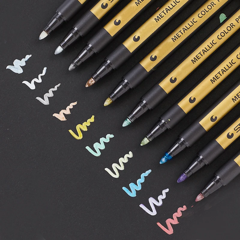 

10pcs/set Metallic Markers Graffiti Paints Pens Multicolor Highlighter Signature Pen School Art Supply Markers Set